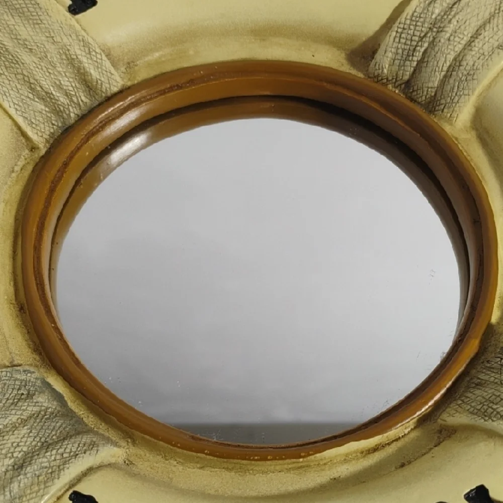 Titanic 1912 Nautical Mirror Cream and Brown Life Ring Wall Decor Vintage